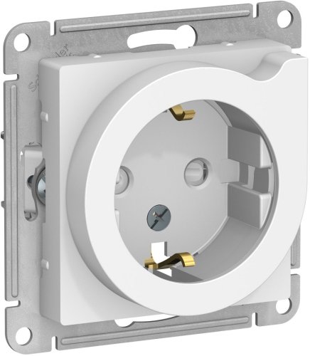 Розетка с заземлением без рамки Systeme Electric AtlasDesign 1-м. с выталкивателем белый картинка